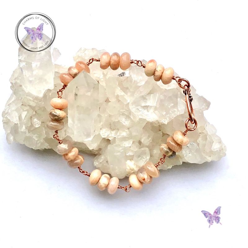 Sunstone Copper Link Bracelet With Hook Clasp